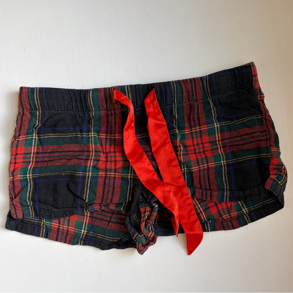 Old Navy Plaid Athletic Shorts with Red Drawstring